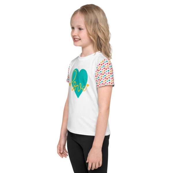 Summer of Love Kids Crew Neck T-Shirt - White/Hearts - Image 3