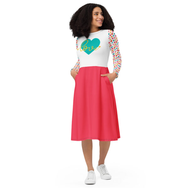 Summer of Love Midi w/Pockets - White/Hearts/Rad Red