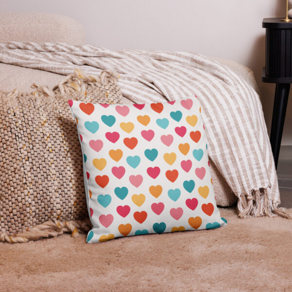 Summer of Love Premium Pillow - White/Hearts - Image 3