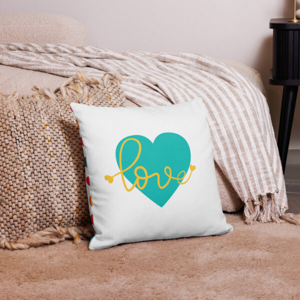 Summer of Love Premium Pillow - White/Hearts - Image 2