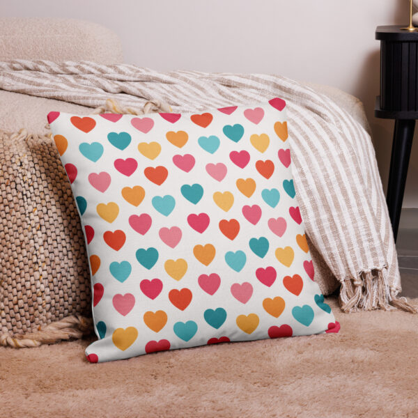 Summer of Love Premium Pillow - White/Hearts - Image 6