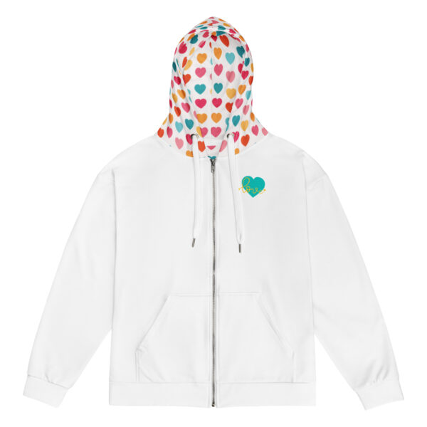 Summer of Love Zip Hoodie - White/Hearts - Image 5