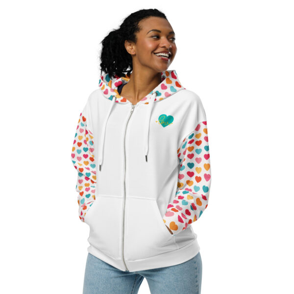 Summer of Love Zip Hoodie - White/Hearts