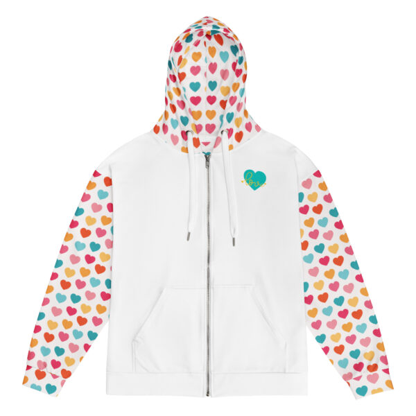 Summer of Love Zip Hoodie - White/Hearts - Image 3