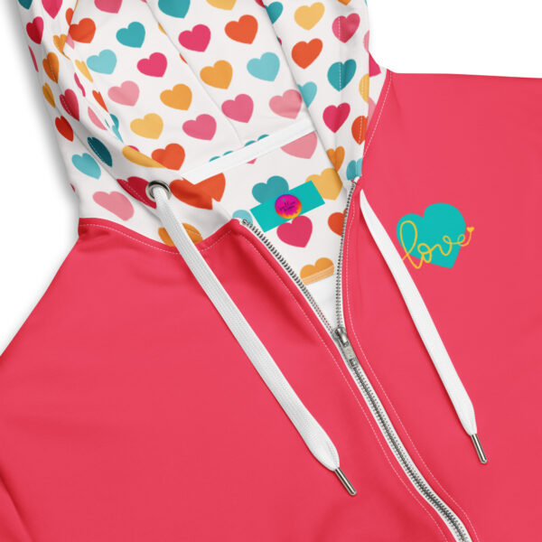 Summer of Love Zip Hoodie - Rad Red/Hearts - Image 6