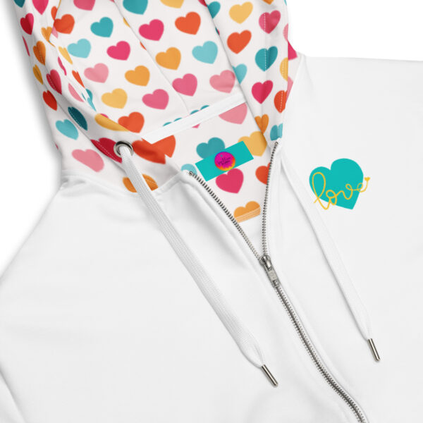 Summer of Love Zip Hoodie - White/Hearts - Image 3