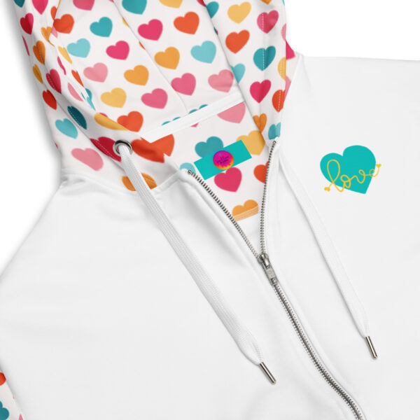 Summer of Love Zip Hoodie - White/Hearts - Image 4