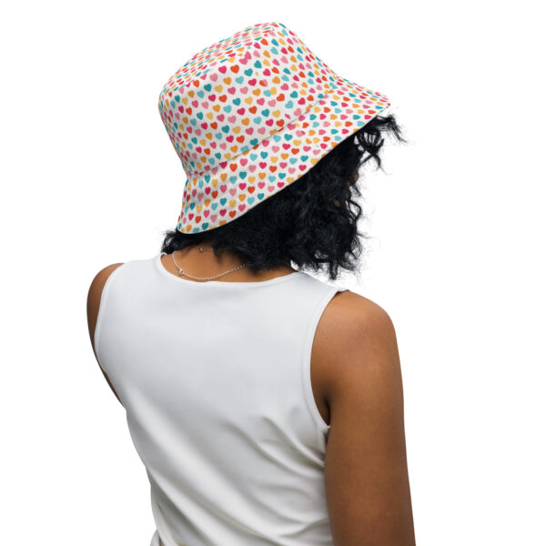 Summer of Love Reversible Bucket Hat - White/Hearts - Image 4