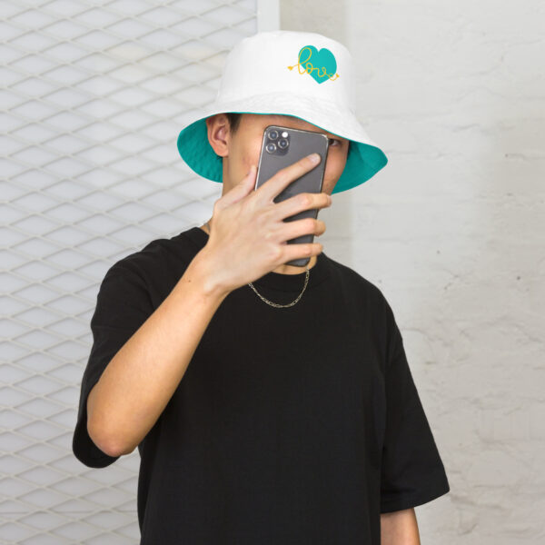 Summer of Love Reversible Bucket Hat - White/Iris Blue - Image 4