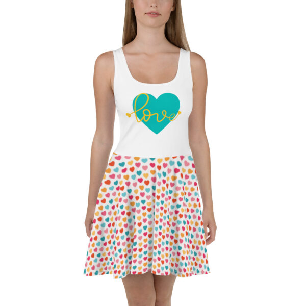 Summer of Love Skater Dress - White/Hearts