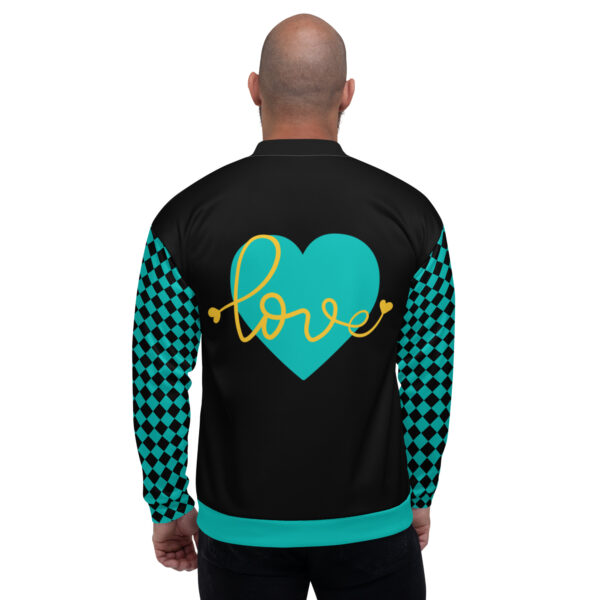 Summer of Love Bomber - Black/Iris Blue Checkered Sleeve - Image 4