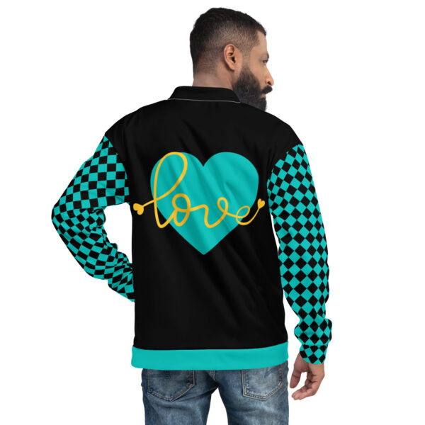 Summer of Love Bomber - Black/Iris Blue Checkered Sleeve - Image 7