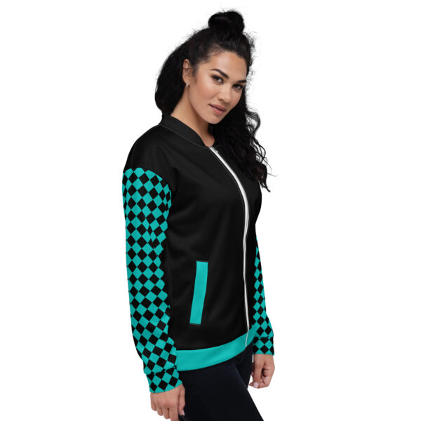 Summer of Love Bomber - Black/Iris Blue Checkered Sleeve - Image 2