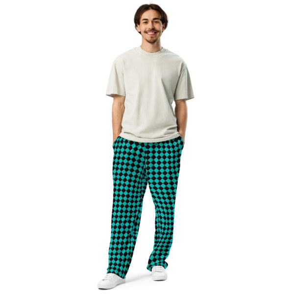 Summer of Love Wide-Leg Joggers - Black/Iris Blue Checker