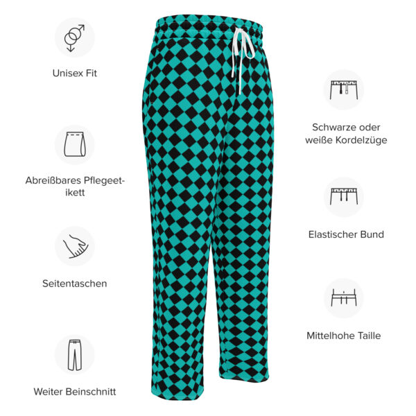 Summer of Love Wide-Leg Joggers - Black/Iris Blue Checker - Image 2