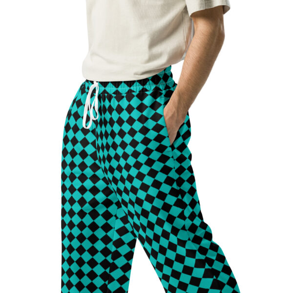 Summer of Love Wide-Leg Joggers - Black/Iris Blue Checker - Image 3