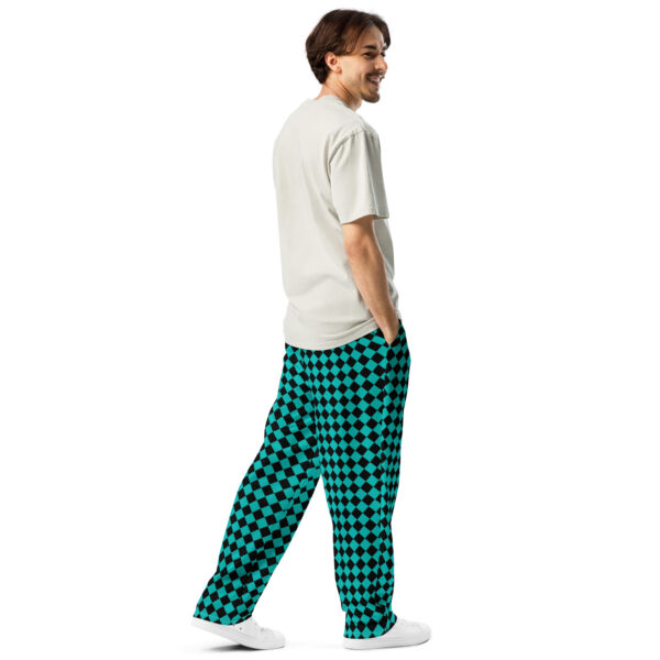 Summer of Love Wide-Leg Joggers - Black/Iris Blue Checker - Image 4