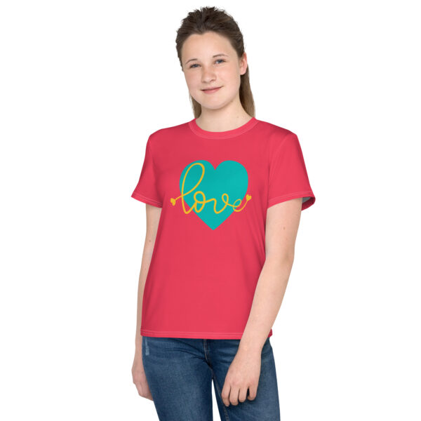 Summer of Love Youth Crew Neck T-Shirt - Rad Red - Image 3