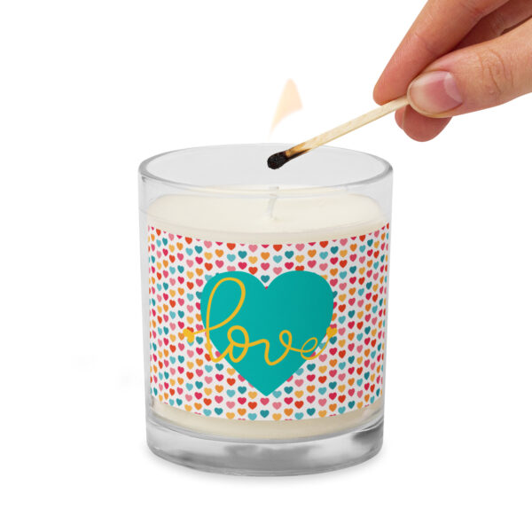 Summer of Love Glass Jar Soy Wax Candle (Unscented) - Hearts - Image 3