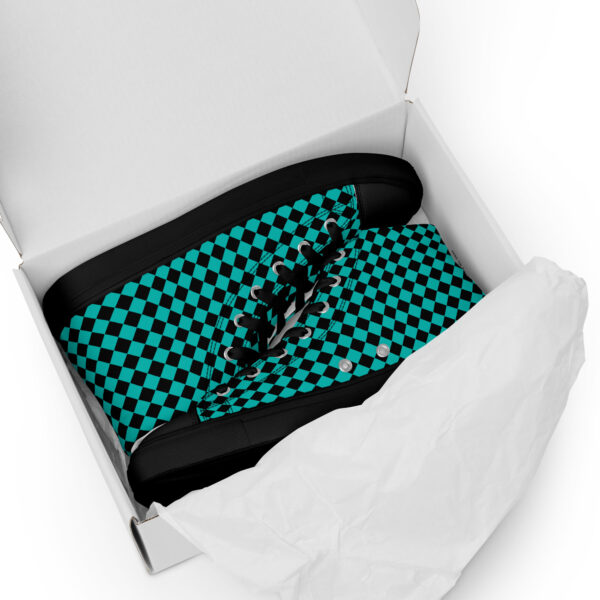 Summer of Love Men’s High Top Canvas Kicks - Black/Iris Blue Checker - Image 3