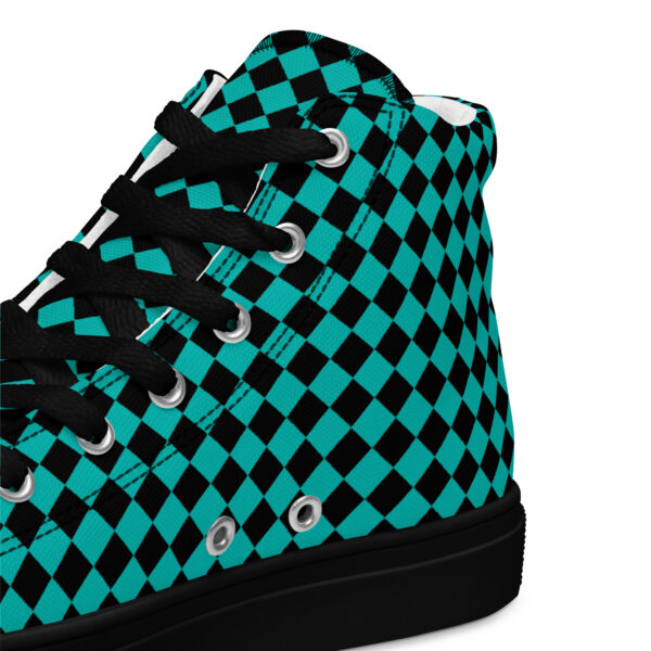 Summer of Love Men’s High Top Canvas Kicks - Black/Iris Blue Checker - Image 5