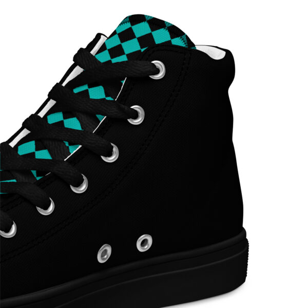 Summer of Love Men’s High Top Canvas Kicks - Black/Iris Blue Checker Tongue - Image 4