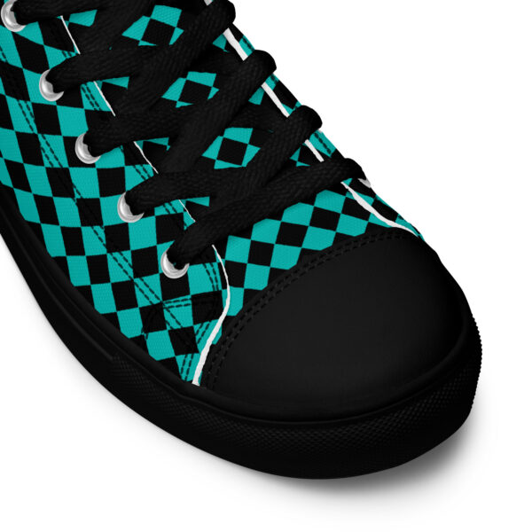 Summer of Love Men’s High Top Canvas Kicks - Black/Iris Blue Checker - Image 4