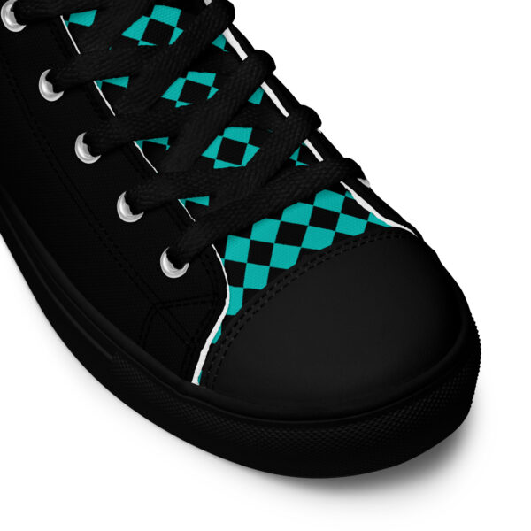 Summer of Love Men’s High Top Canvas Kicks - Black/Iris Blue Checker Tongue - Image 3