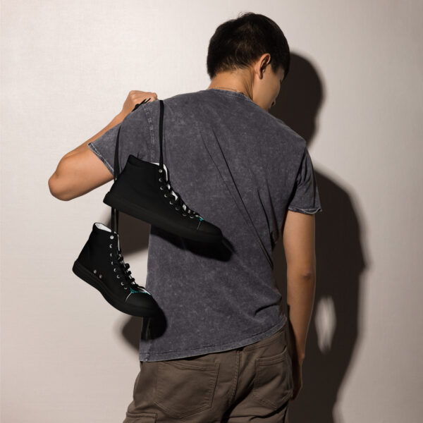 Summer of Love Men’s High Top Canvas Kicks - Black/Iris Blue Checker Tongue - Image 7