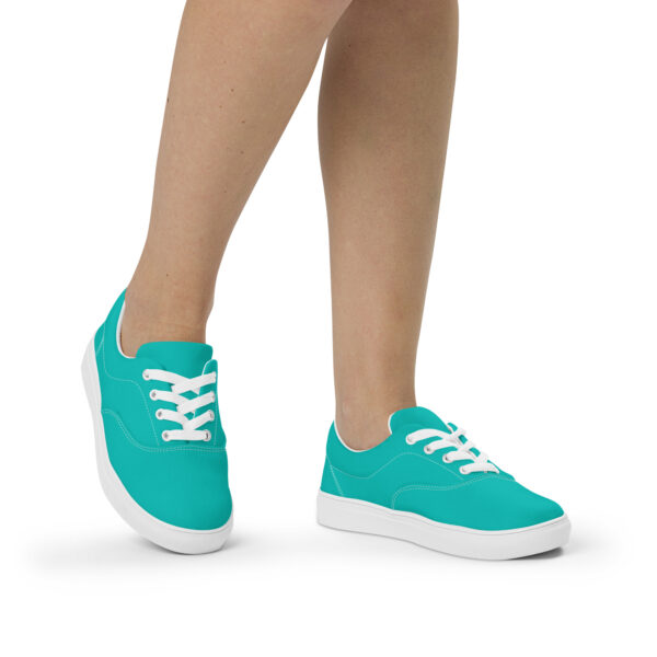 Women’s Lace-Up Canvas Shoes - Iris Blue - Image 4