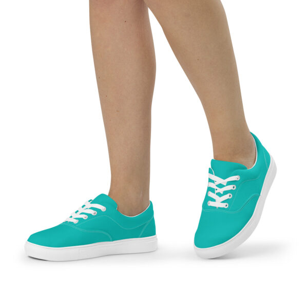 Women’s Lace-Up Canvas Shoes - Iris Blue - Image 3