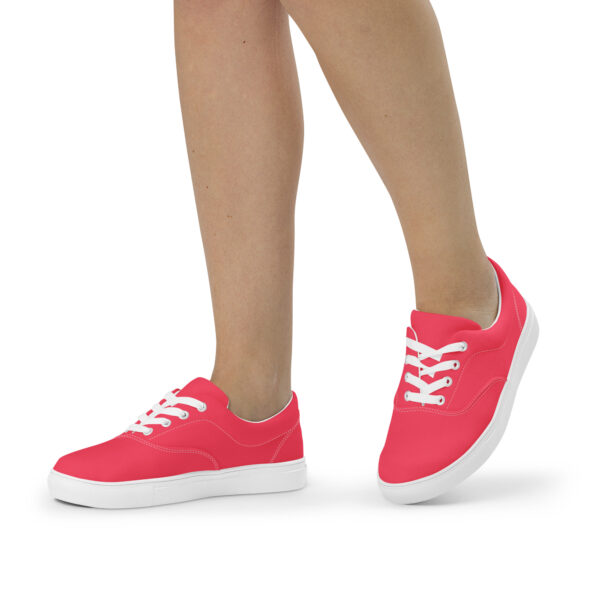 Women’s Lace-Up Canvas Shoes - Rad Red - Image 2