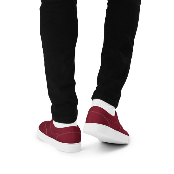 Men’s Lace-Up Canvas Shoes - Burgundy - Image 2