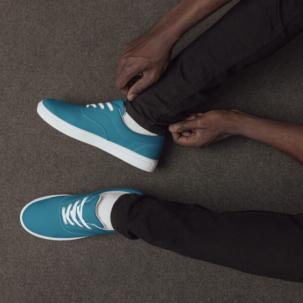 Men’s Lace-Up Canvas Shoes - Cyan Blue