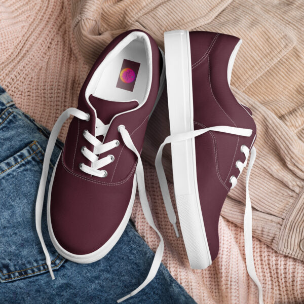 Women’s Lace-Up Canvas Shoes - Burgundy