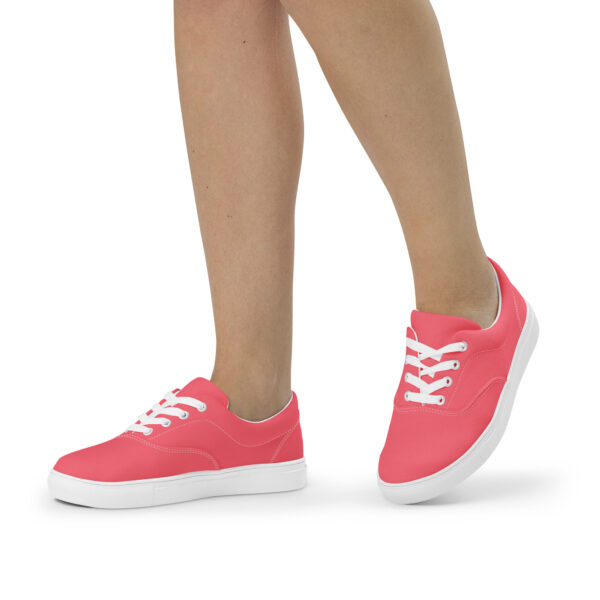 Women’s Lace-Up Canvas Shoes - Hot Pink - Image 3