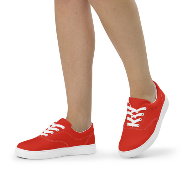 Women’s Lace-Up Canvas Shoes - Chilli Red - Image 3