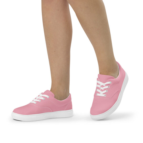 Women’s Lace-Up Canvas Shoes - Pink - Image 3