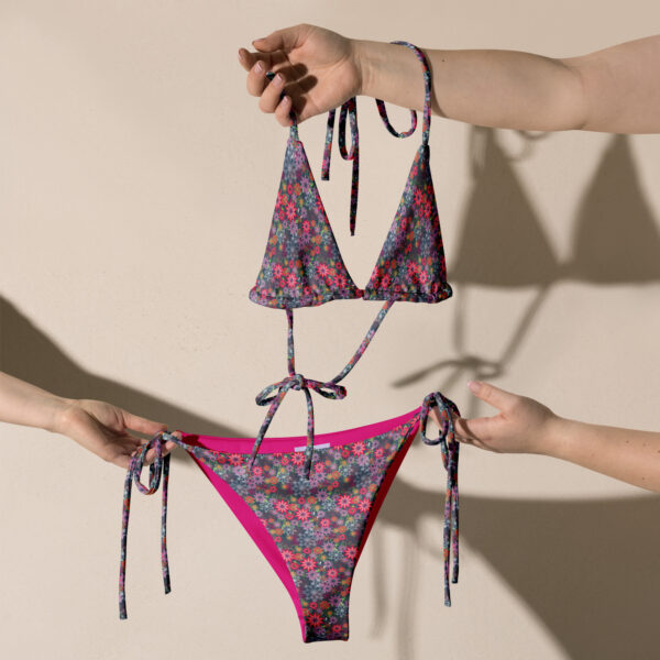 Floral Print Recycled String Bikini - Image 11