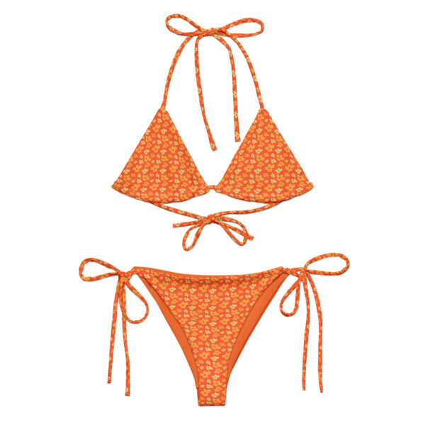 Orange Floral Print Recycled String Bikini - Image 14