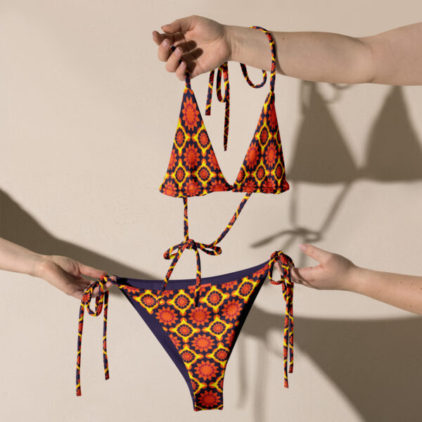 Vintage Inspired Print Recycled String Bikini - Image 6