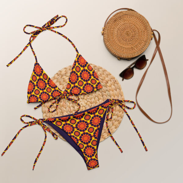 Vintage Inspired Print Recycled String Bikini - Image 12
